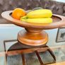 Vintage MCM Wood Fruit Pedestal Bowl Tazza Image 2