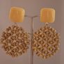 Retro Yellow Geo Floral Round Lattice Earrings Image 3