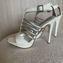 Silver And White Open Toe Heels Image 3