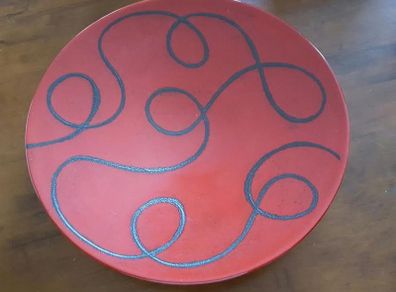 Red & Black Swirl Plate