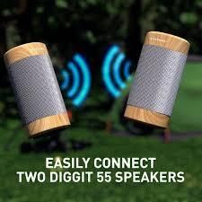 KitSound KS DIGGIT Diggit Outdoor Freestanding Bluetooth Garden Speaker with Removable Stake, Silver/Wood (New)