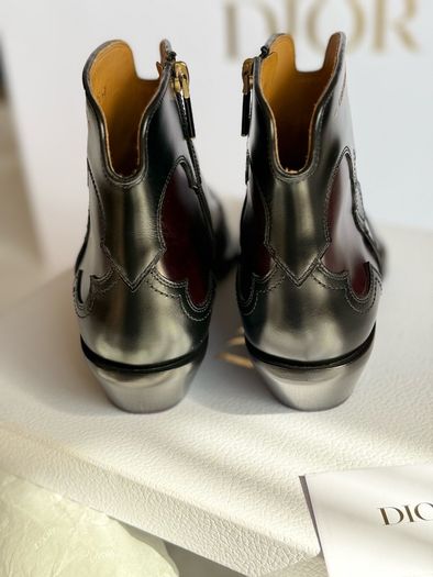 NEW Christian Dior West Boot Black/Burgundy Leather