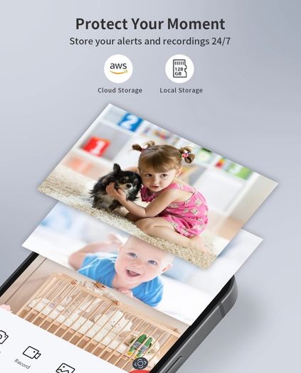 Security Camera/Baby Monitor/Pet Cam, 1080P HD Indoor Camera includes Night Vision, Motion &Sound Detection, 2-Way Audio, AWS Cloud & SD Card Storage, Works with Alexa and Google Assistant