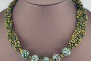 Antique Venetian Style Millefiori &amp; Stripe Glass Beads Necklace