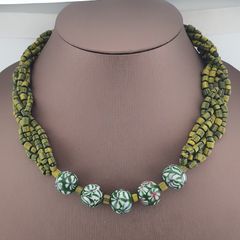 Antique Venetian Style Millefiori & Stripe Glass Beads Necklace