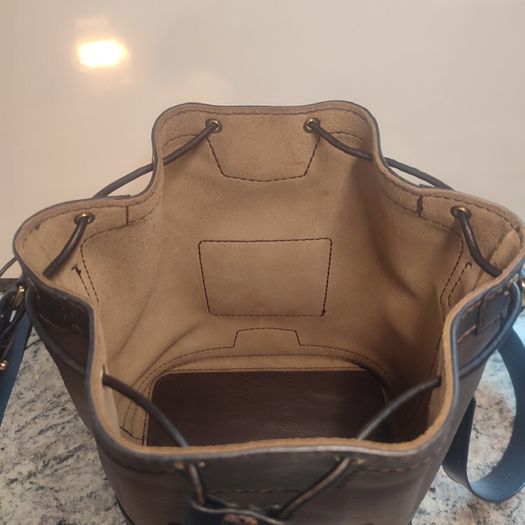 Handmade leather bucket bag