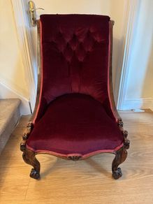 Antique Victorian Rosewood Slipper Chair