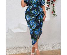 BNWT Amazing Floral Dress size 20 + matching accessories available: hair piece, gloves, jewellery, etc