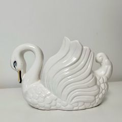 Ceramic Cream Swan Planter