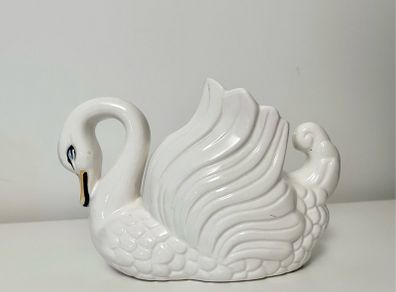 Ceramic Cream Swan Planter