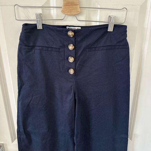 Whistles High Rise Wide Leg Cropped Trousers UK8