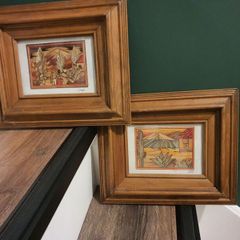 Set of 2 Framed Handcrafted Textured Landscape Wall Art