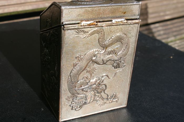 Vintage Chinese Decorative Box H-4" 3" x 3"