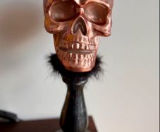 Rose Gold Skull on Pedestal Halloween Centrepiece