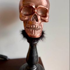 Rose Gold Skull on Pedestal Halloween Centrepiece