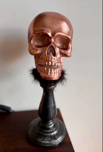 Rose Gold Skull on Pedestal Halloween Centrepiece