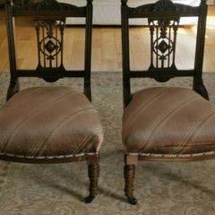 A Pair of Antique carved back nursing chairs