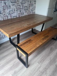 wooden table and bench
