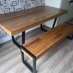 wooden table and bench