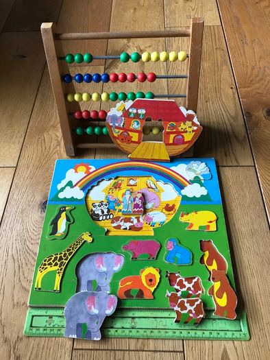 Vintage 1970's Abacus and Play and Learn Puzzles