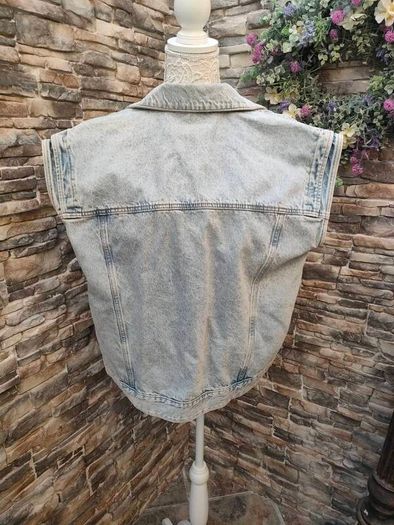Denim Sleeveless jacket 80s 90s style on trend  size 12 Postage included