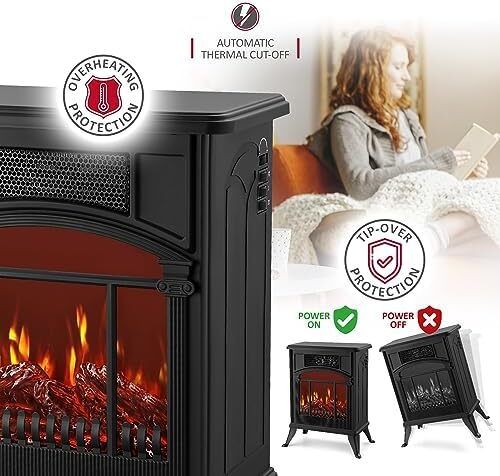 Stove Heater Electric Fireplace With Fire Flame Effect Freestanding