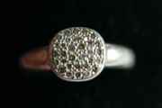 Vintage Genuine Fossil Sterling Silver 925 hallmarked Pave Round Ring size P - 3,3g