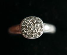 Vintage Genuine Fossil Sterling Silver 925 hallmarked Pave Round Ring size P - 3,3g