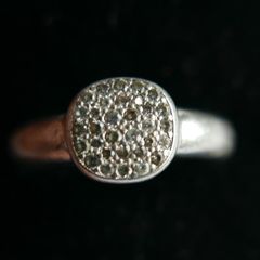 Vintage Genuine Fossil Sterling Silver 925 hallmarked Pave Round Ring size P - 3,3g