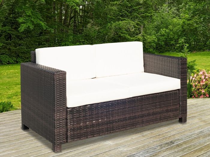 Two-Seater Rattan Sofa - Brown
