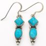 Vintage 925 Sterling Silver & Turquoise Tribal Earrings Image 3