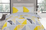 FREE EXPRESS SHIPPING Metalic Marble Duvet Cover Sets, Reversible Triangle Bedding Double Bed Set, Washable Quilt Covers, Ochre/Grey