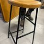 Solid Wood Bar Stool with Black Metal Frame Image 4