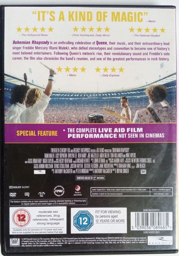 Bohemian Rhapsody [2018] Rami Malek [1xDVD Movie] Academy Award Winner