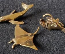 3 brass animals. Solid brass.