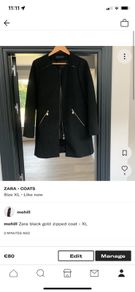 Zara Black zipped coat