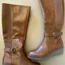 Long Tan Wedge Boots Image 3