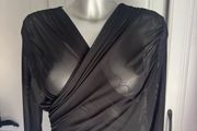 Shein black mesh wrap long sleeve blouse size UK10/12 Perfect condition Postage included