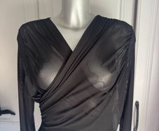 Shein black mesh wrap long sleeve blouse size UK10/12 Perfect condition Postage included