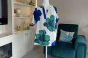 Ladies V-Neck Blue and Green Flower Print Top from Jasper Conran