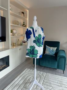 Ladies V-Neck Blue and Green Flower Print Top from Jasper Conran