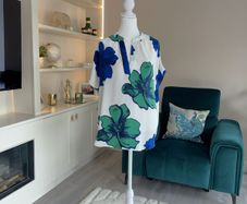 Ladies V-Neck Blue and Green Flower Print Top from Jasper Conran
