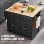 Kitchen Island Cart, 43" Wood Top Mobile Carts with Storage Cabinet, Rolling Table with Drop Leaf, Spice Rack, Towel Bar, Adjustable Shelf, Drawer, and Hooks, Portable Islands on Wheels, Black Image 5