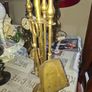 A Vintage Brass Fireplace Companion set, a Brush, Tongs, Shovel and Poker suspended on a stand, Postage available or Collection Image 2