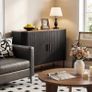 Sideboard Cabinet, Buffet Storage Cabinet, Kitchen Cupboard with Tambour Sliding Door, Storage Unit for Living Room Home Dinning Room Modern,Black Image 5