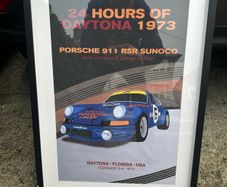 Motor racing themed posters. 50cmX70cm. Framed.