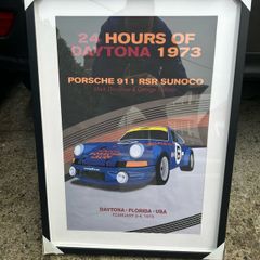 Motor racing themed posters. 50cmX70cm. Framed.