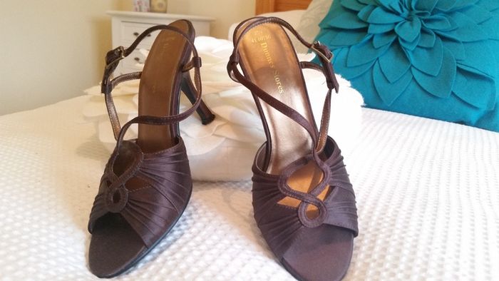 Brown Satin Sandals - Size 4