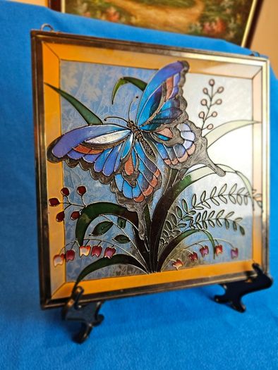 Tiffany Style Stained Glass Butterfly Panel - Window Hanging / Suncatcher  , window decoration