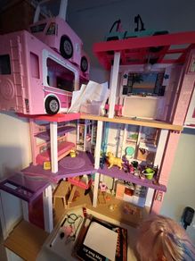 barbie house and camper van and car